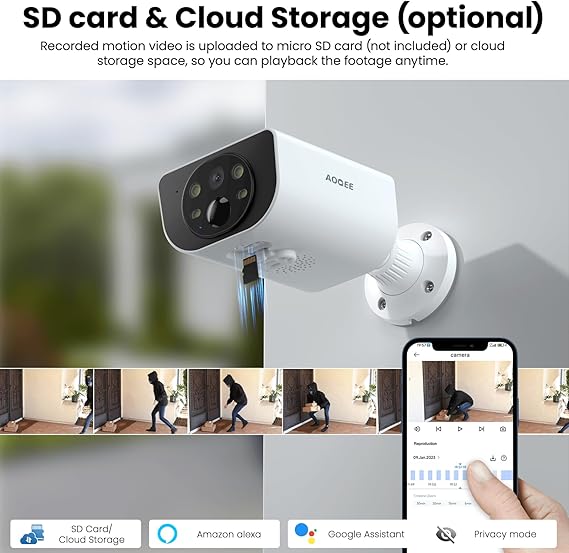 FOAOOD 2K Caera Surveillance WiFi Exterieure sans Fil, 360°PTZ Caera