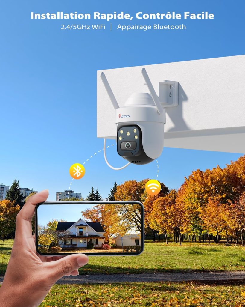 Ctronics 5MP Caméra Surveillance WiFi Exterieure installation
